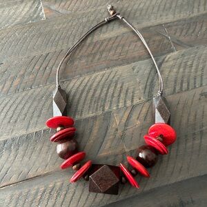 Elegant Red and Brown Beaded Necklace